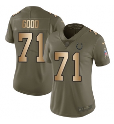 Women's Nike Indianapolis Colts #71 Denzelle Good Limited Olive/Gold 2017 Salute to Service NFL Jersey