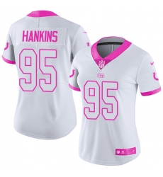 Women's Nike Indianapolis Colts #95 Johnathan Hankins Limited White/Pink Rush Fashion NFL Jersey