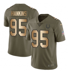 Youth Nike Indianapolis Colts #95 Johnathan Hankins Limited Olive/Gold 2017 Salute to Service NFL Jersey