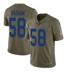 Men's Nike Indianapolis Colts #58 Tarell Basham Limited Olive 2017 Salute to Service NFL Jersey