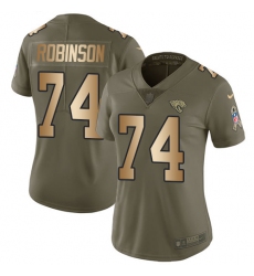 Women's Nike Jacksonville Jaguars #74 Cam Robinson Limited Olive/Gold 2017 Salute to Service NFL Jersey