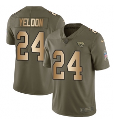 Youth Nike Jacksonville Jaguars #24 T.J. Yeldon Limited Olive/Gold 2017 Salute to Service NFL Jersey