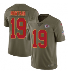 Men's Nike Kansas City Chiefs #19 Joe Montana Limited Olive 2017 Salute to Service NFL Jersey