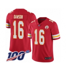 Men's Kansas City Chiefs #16 Len Dawson Red Team Color Vapor Untouchable Limited Player 100th Season Football Jersey