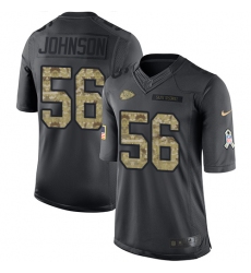 Youth Nike Kansas City Chiefs #56 Derrick Johnson Limited Black 2016 Salute to Service NFL Jersey