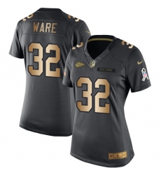 Women's Nike Kansas City Chiefs #32 Spencer Ware Limited Black/Gold Salute to Service NFL Jersey