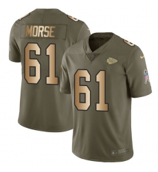 Men's Nike Kansas City Chiefs #61 Mitch Morse Limited Olive/Gold 2017 Salute to Service NFL Jersey