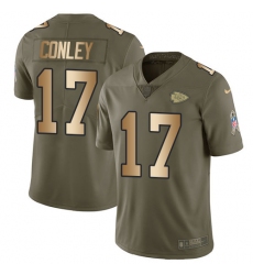 Men's Nike Kansas City Chiefs #17 Chris Conley Limited Olive/Gold 2017 Salute to Service NFL Jersey