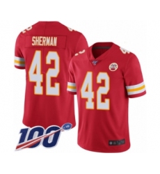 Men's Kansas City Chiefs #42 Anthony Sherman Red Team Color Vapor Untouchable Limited Player 100th Season Football Jersey