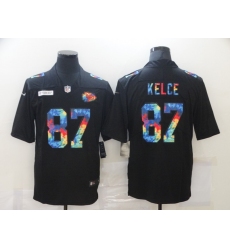 Men's Kansas City Chiefs #87 Travis Kelce Black Rainbow Version Nike Limited Jersey