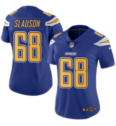 Women's Nike Los Angeles Chargers #68 Matt Slauson Limited Electric Blue Rush Vapor Untouchable NFL Jersey